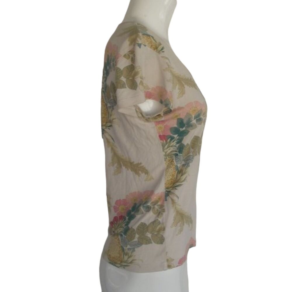 TOMMY BAHAMA Silk Tee, S, Pineapple Floral, Scoop neck - Picture 5 of 9